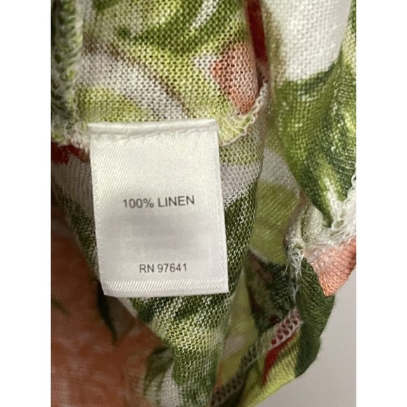 J Jill Love Women's 100% Linen Short Sleeve Crew Neck Floral Top T-Shirt Size XS - Picture 3 of 4